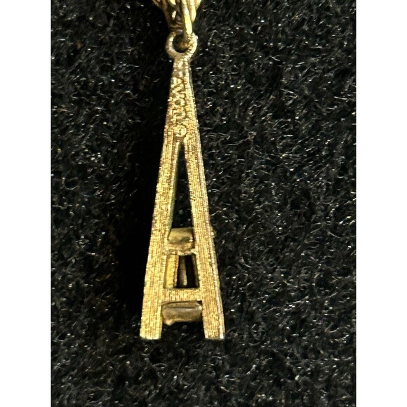 VTG Avon Initial A Charm Necklace 15" Chain Gold Tone Purple Crystal J3 - Picture 2 of 5